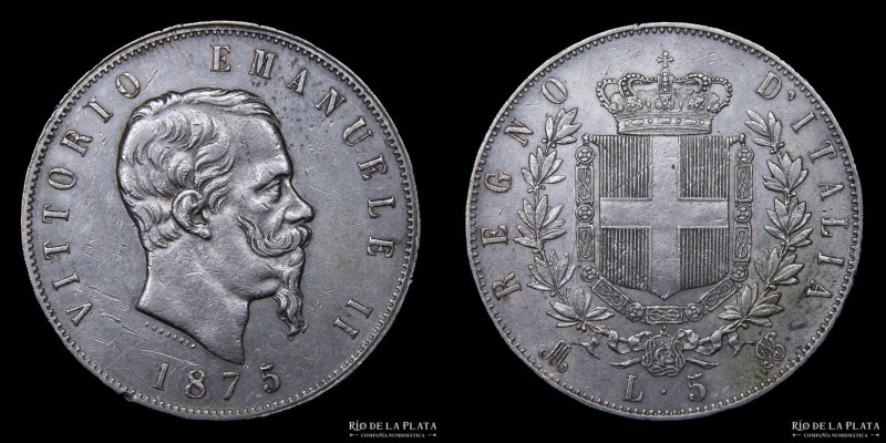 Italy (Kingdom) Vittorio Emanuele II (1861-1878) 5 Lire 1875 M BN. Milan mint. A...
