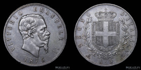 Italy. V. Emanuele II. 5 Lire 1875 M BN. KM8.3