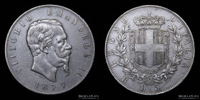 Italy. V. Emanuele II. 5 Lire 1877 R. KM8.4