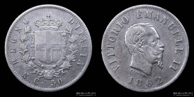 Italy. V. Emanuele II. 50 Centesimi 1862 N. KM4.3