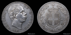 Italy. Umberto I. 2 Lire 1886 R. KM23