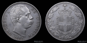 Italy. Umberto I. 2 Lire 1897 R. KM23
