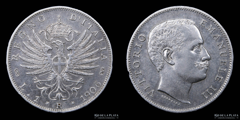 Italy (Kingdom) Vittorio Emanuele III (1900-1946) 1 Lira 1906 R. Roma mint. AG.8...
