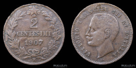 Italy. V. Emanuele III. 2 Centesimi 1907R. KM38 Rare