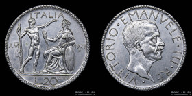 Italy. V. Emanuele III. 20 Lire 1927 R. KM69