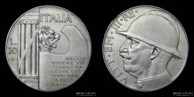 Italy. V. Emanuele III. 20 Lire 1928 R. KM70