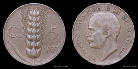 Italy. V. Emanuele III. 5 Centessimi 1937 R. KM59