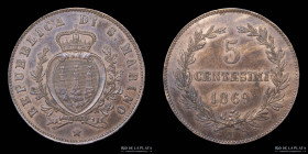 San Marino. 5 Centesimi 1869 M. KM1