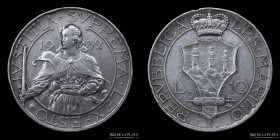 San Marino. 10 Lire 1932. KM10