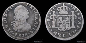 Santiago. Fernando VII. 1/2 Real 1816 FJ. Transicional. KM64