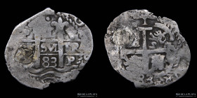 Potosi. Carlos II. 1 Real 1683 V. Macuquina. CJ 31.17