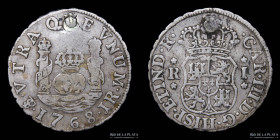 Potosi. Carlos III. 1 Real 1768 JR Columnaria. CJ 61.2.1