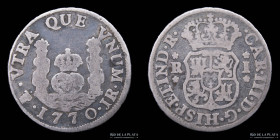 Potosi. Carlos III. 1 Real 1770 JR Columnaria. CJ 61.4.2