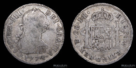 Potosi. Carlos III. 2 Reales 1774 JR. CJ 65.2.2