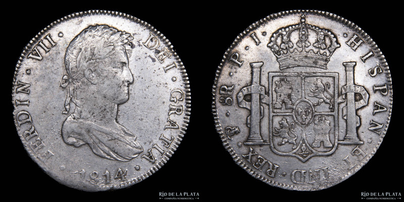 Potosí. Fernando VII (1808-1833) 8 Reales 1814 PJ (Pedro Martin Albizu, Juan Pal...