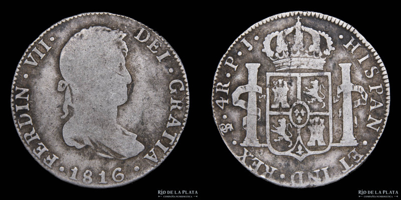 Potosí. Fernando VII (1808-1833) 4 Reales 1816 PJ (Pedro Martin Albizu, Juan Pal...