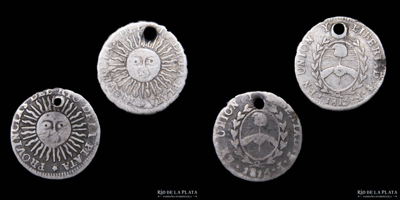 Provincias Unidas. Lote x2. 1/2 Real y 1/2 Sol 1815. Perforada
Estimate: USD 80...