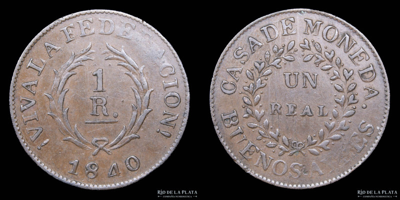 Argentina. Buenos Aires. 1 Real 1840. Buenos Aires mint. CU; 25mm; 3.37g. CJ 16 ...