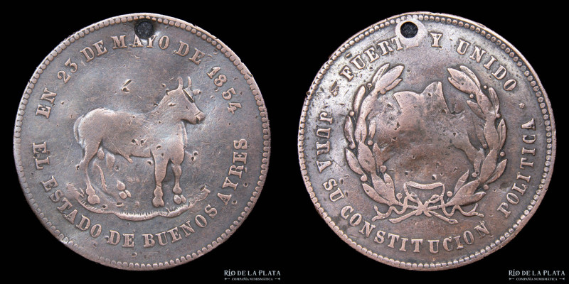 Argentina. 1854. Buenos Aires. Jura Constitucional. CU; 32.0mm; 7.33g. Constituc...