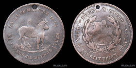 Argentina. 1854. Buenos Aires. Jura Constitucional. Cobre