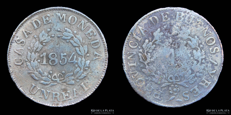 Argentina. Buenos Aires. 1 Real 1854. Buenos Aires mint. CU, 26.3mm; 4.85g. Muy ...