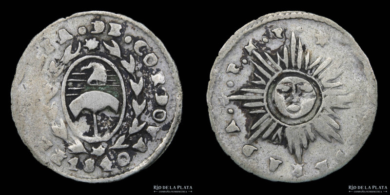 Argentina. Córdoba. 1 Real 1840 PNP. AG.750; 20.0mm; 3.20g. Tipo 1 escudo con az...