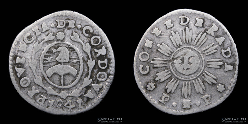 Argentina. Córdoba. 1 Real 1841 PNP. AG.750; 20.0mm; 2.90g. Cordova - Escudo nac...