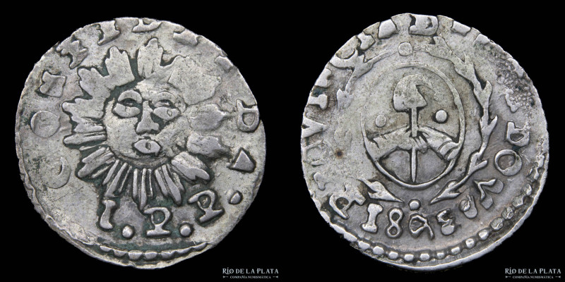 Argentina. Córdoba. 1 Real 1843 JPP. AG.750; 18.5mm; 3.5g. (A6-R2) CJ 42.2.2 (VF...