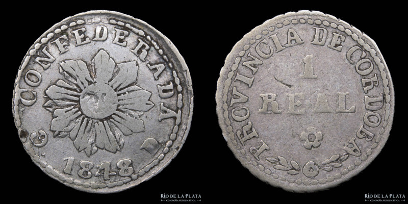 Argentina. Córdoba. 1 Real 1848. AG.750; 20.5mm; 3.6g. CJ 56.1.1 (A1-R1) (VF)
E...