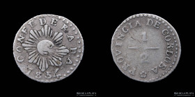 Argentina. Cordoba. 1/2 Real 1854. CJ 70