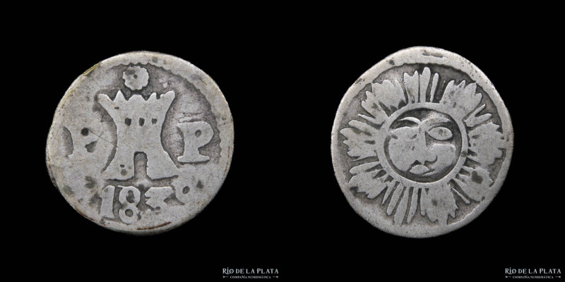 Argentina. Córdoba. 1/4 Real 1839. AG; 12.5mm; 0.7g. Castillo con roseta al tope...
