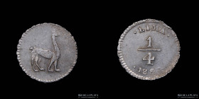 Peru. 1/4 Real 1855. KM143.1
