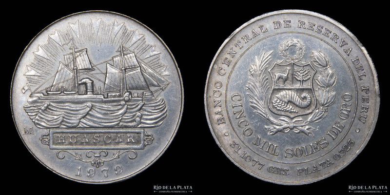 Perú. 5000 Soles de Oro 1979. Huascar. AG.925; 39mm; 33.85g. KM276 (UNC)
Estima...