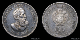 Peru. 100 Intis 1986. Mariscal Caceres. KM298