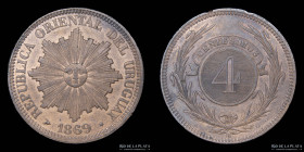 Uruguay. 4 Centesimos 1869 H. KM13