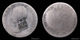 Cuba. 1841. Lattice countermark. Over 2 reales 1811 AI Joseph Napoleon. KM5
