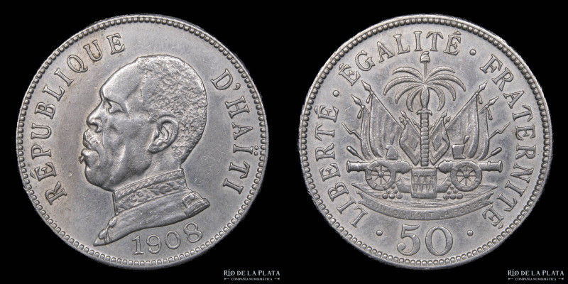 Haiti. 50 Centimes 1908. Cu-Ni; 29.0mm; 9.9g. KM56 (XF)
Estimate: USD 20 - 40