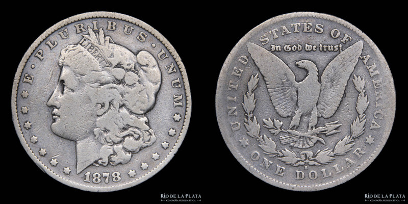 USA. 1 Dollar "Morgan" 1878 S, Primer año de acuñación. AG.900, 37.0mm, 26.02g. ...