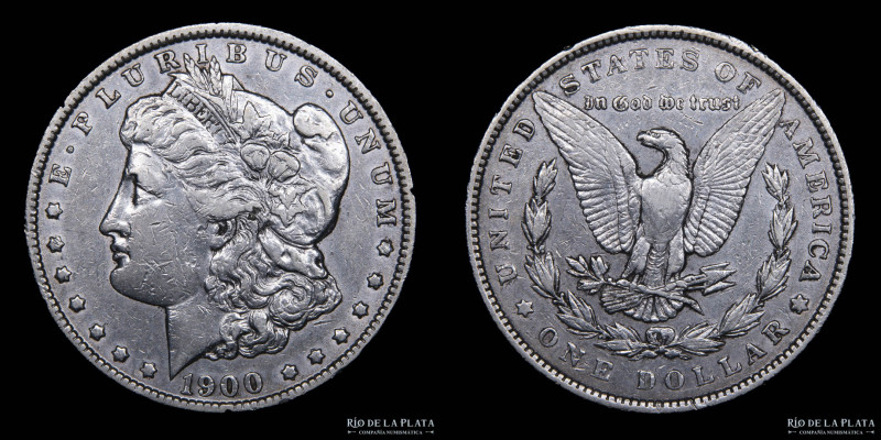 Estados Unidos. 1 Dollar Morgan 1900. AG.900, 38.1mm; 26.66g. KM 110 (AU+)
Esti...