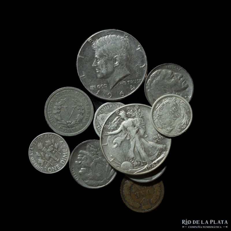USA. Lote x10. 1876 a 1964. Interesante grupo. 32.38g de plata 900 y otras de co...