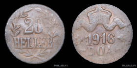 Africa del Este Alemana. 20 Heller 1916 DOA T. KM15