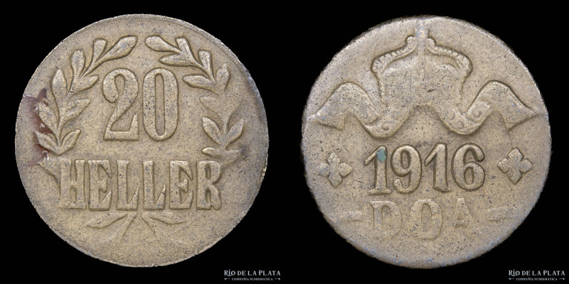 German East Africa. 20 Heller 1916 DOA T. Tabora mint (Tanzania). AE; 28.5mm; 11...