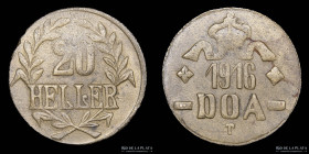 Africa del Este Alemana. 20 Heller 1916 DOA T. KM15a