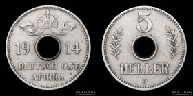 Africa del Este Alemana. 5 Heller 1914 DOA J. KM13