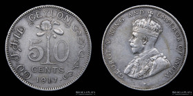 Ceylan. Jorge V. 50 Cents 1917. KM109a