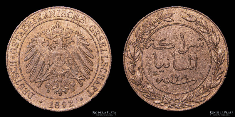East Africa. 1 Pesa 1891 (AH 1308). CU; 25.0mm; 6.2g. KM1. Limpiada (VF)
Estima...