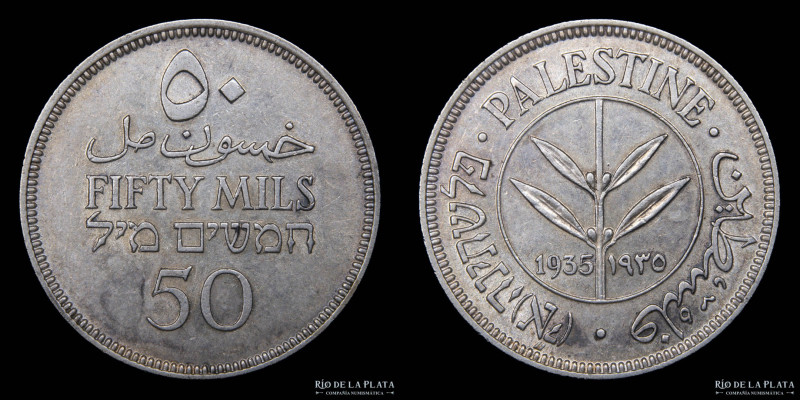 Palestina Británica. 50 Mills 1935. AG.720; 23.0mm; 5.8g. KM6 (XF)
Estimate: US...