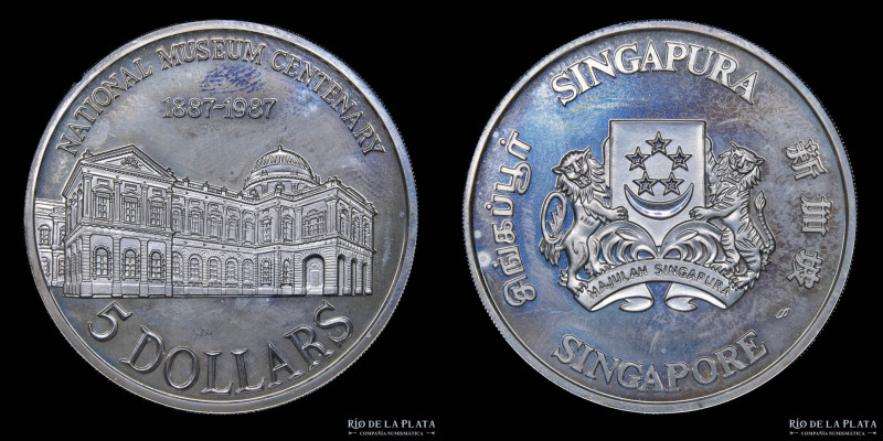 Singapur. 5 Dollars 1987 National Museum. Cu-Ni; 38.6mm; 20.0g. KM68 (Proof)
Es...