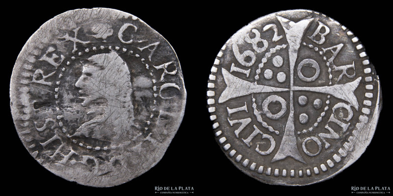 España. Barcelona. Carlos II (1665-1700). 1 Croat 1682. Plata; 21.5mm; 2.2g. A: ...
