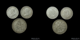 Sudamerica. Lote x 3 monedas de plata: Uruguay y Peru